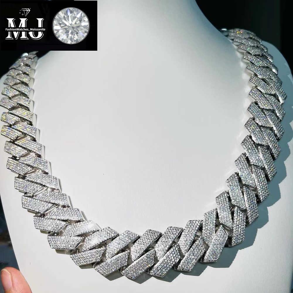 Custom Pass Test Vvs Moissanite Dia Cuban k Chain 10mm 12mm 15mm 18mm 20mm Hip Hop Necklace Men Jewelry