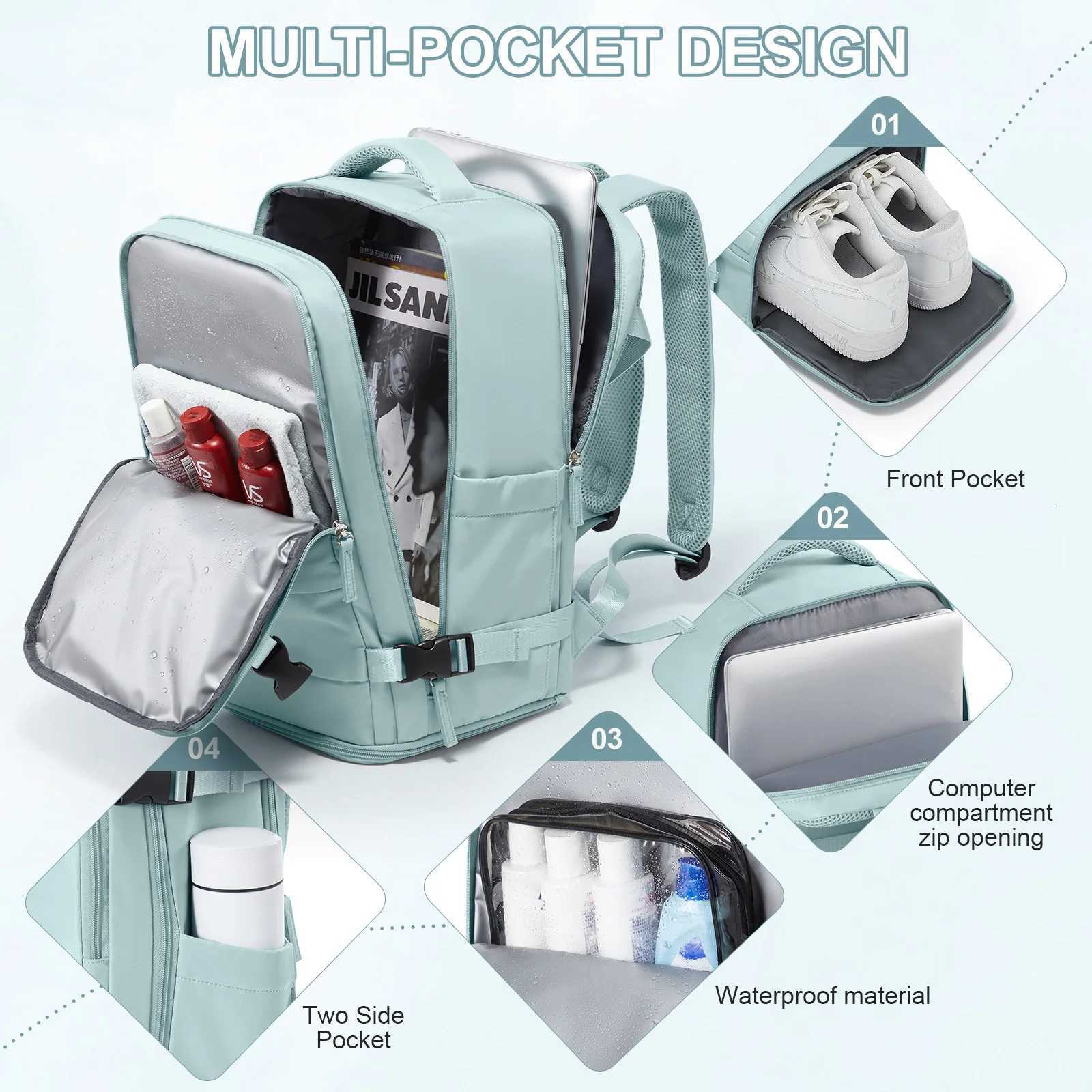 Women Men Hand Luggage Backpack Business College Laptop Travel Backpack Waterproof Carry on mochila viaje cabina avion 40x20x25 S250728