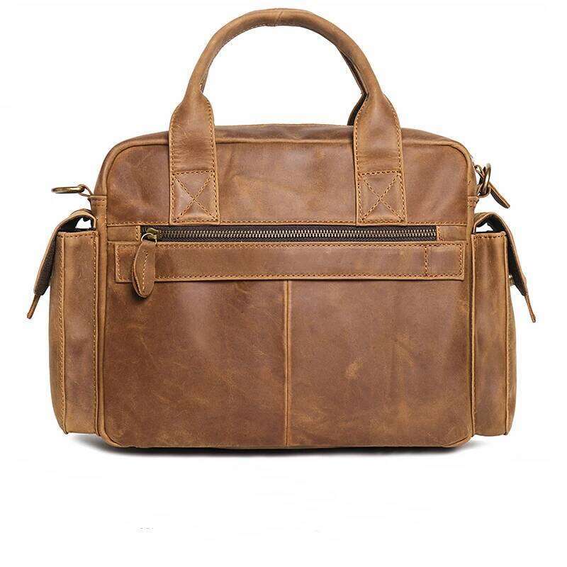 Highend Vintage A4 Brown Black 100% Genuine Leather Executive Office Men Briefcase Messenger Bag Portfolio Handbag M1636