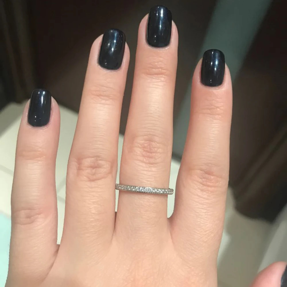 Full Small CZ Zircon Channel Setting Stainless Steel Engagement Rings for Women 250729