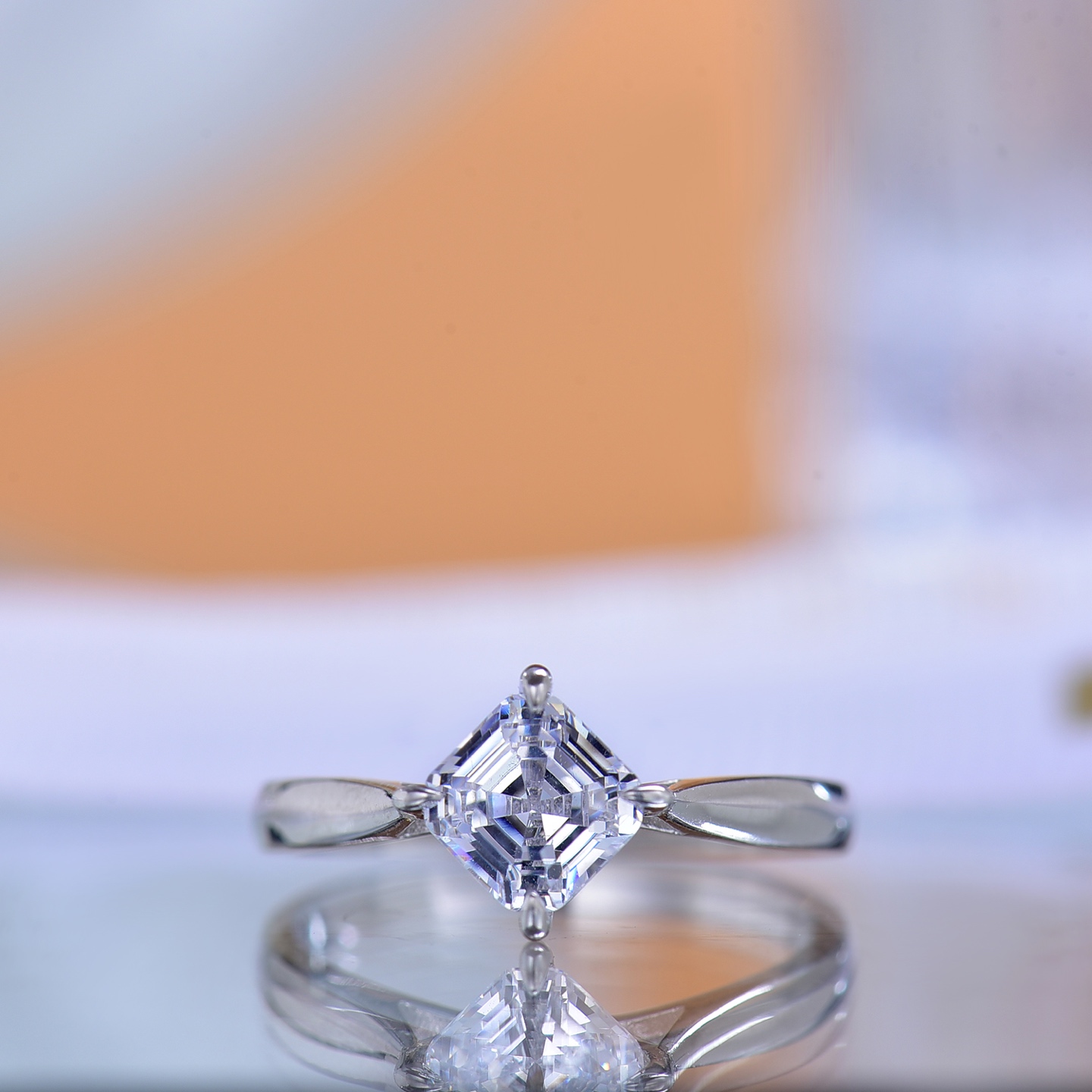Bare - band Asscher - cut Moissanite Ring - Exquisitely Sparkling Gem Jewelry, Epitome of Elegance