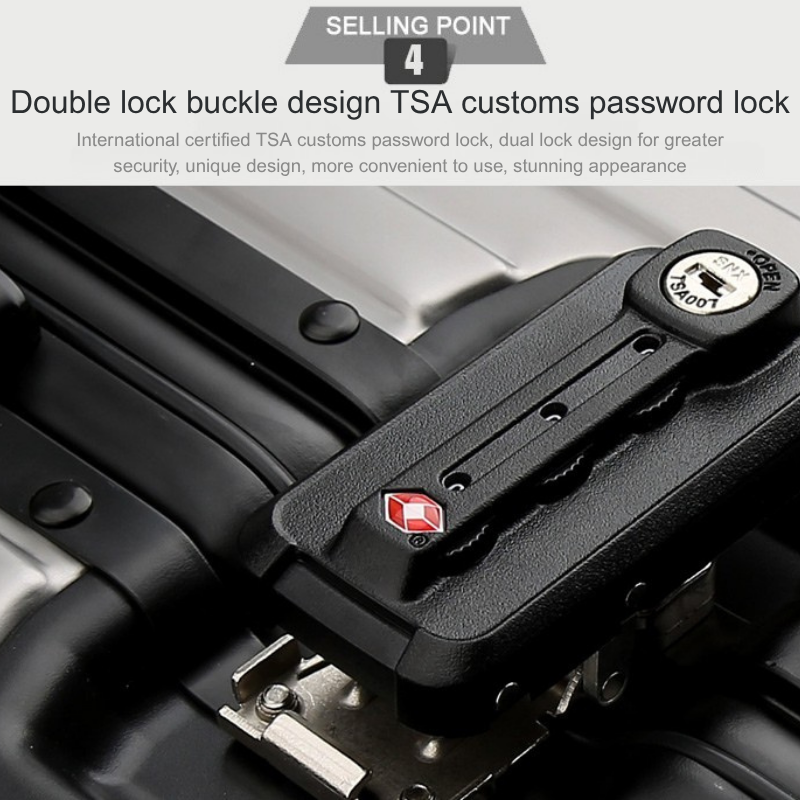 Aluminum-Magnesium Alloy Lightweight Rolling Luggage - Durable 20 Inch Cabin Suitcase for Easy Travele