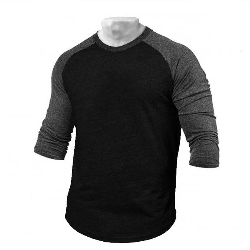 Muscleguys TShirt Men Autumn Fitness Raglan Seven Quarter Sleeve T Shirt Extra Long Streetwear Slim Fit Tee Shirt 250729