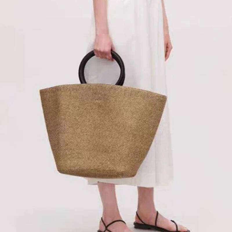 NEW Fahion Straw Woven Purae Handbags Women Summer Beach Vintage Casual Shoulder Crossbody Bags Large Capacity Totes