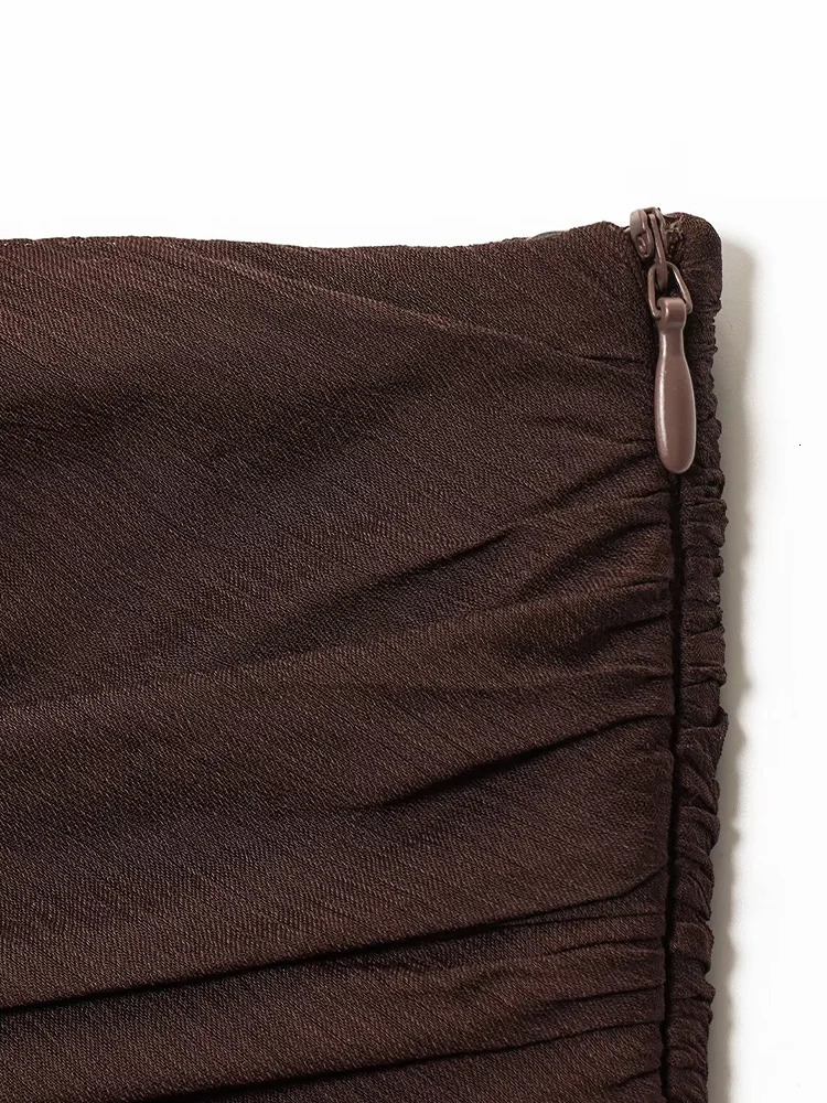 TRAF European and American style summer fashion womens clothing temperament slim simple translucent pleated n skirt 250729