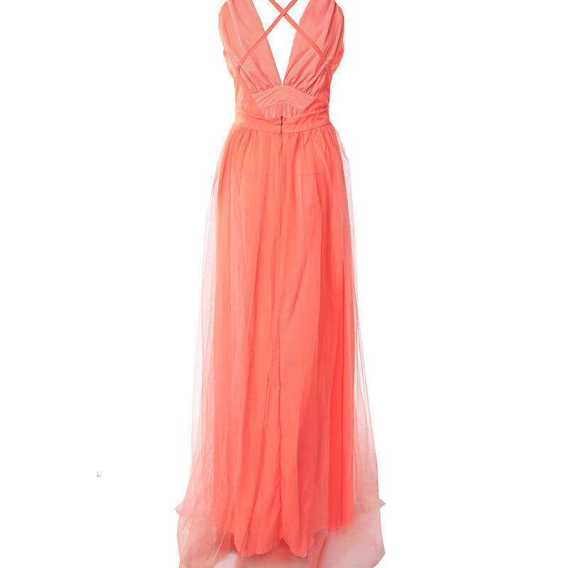 2025 European and American Women's Cross-Border Hot-Selling Fashion Casual Strapless Driving Spaghetti Strap Sheer Dress