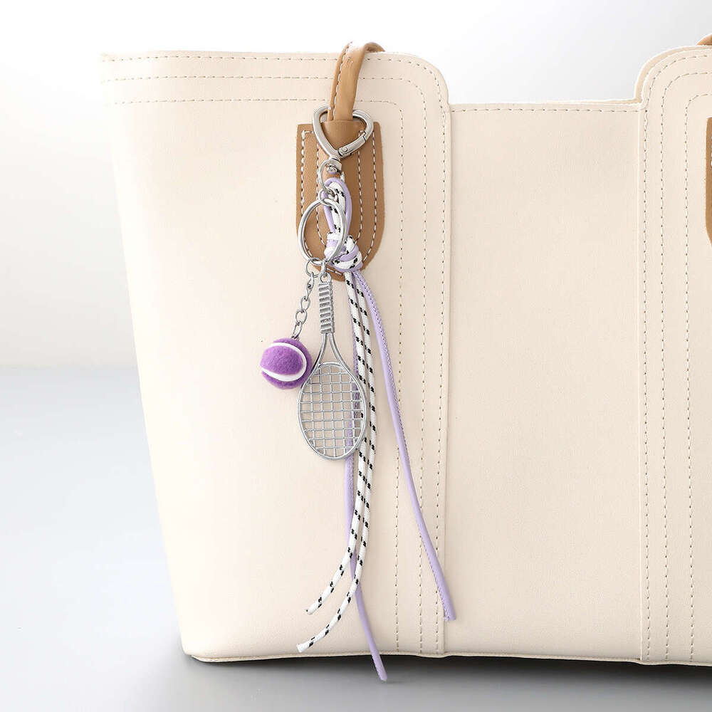 New Miu Series Bag Tennis Leather Rope Keychain Pendant DIY Phone Charm Accessories Ornaments