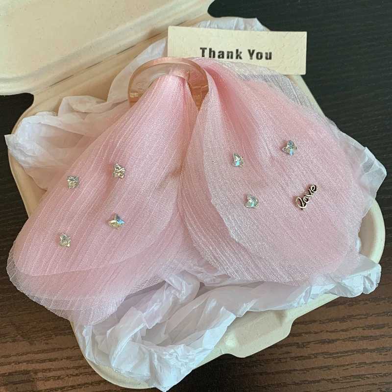 Hair Accessories Tulle Butterfly Wing Rhinestone Hair Claw Elegant Women Summer Fashion Hairpiece Non-Slip Sparkle Claw Clip Z250729