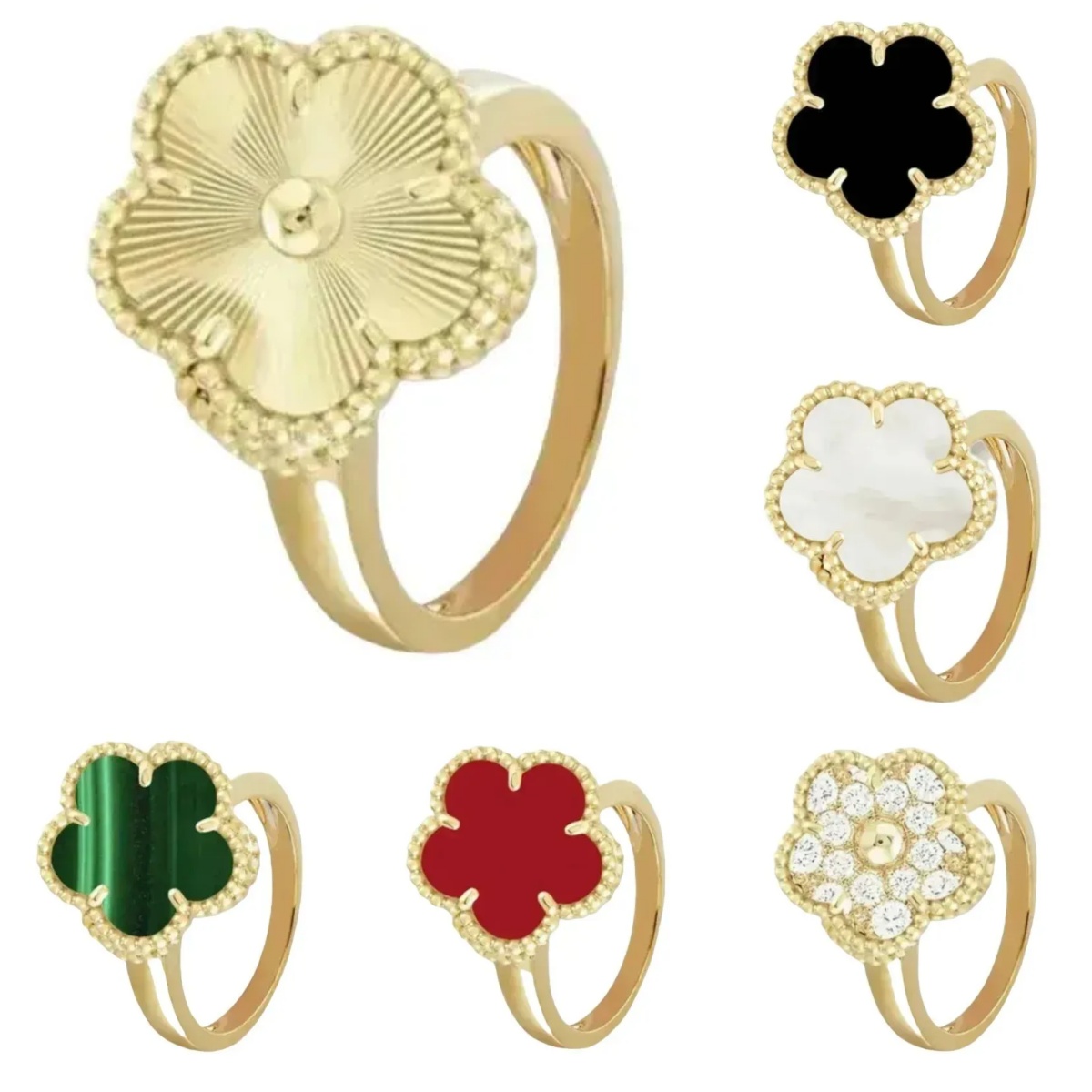 Designer Ring For Women Clover Ring Designer Jewelry Fashion Woman Gem Ring Mother Of Pearls Ring Jewlery Temperament Wedding rings Travel Daily Outfit size 6-9