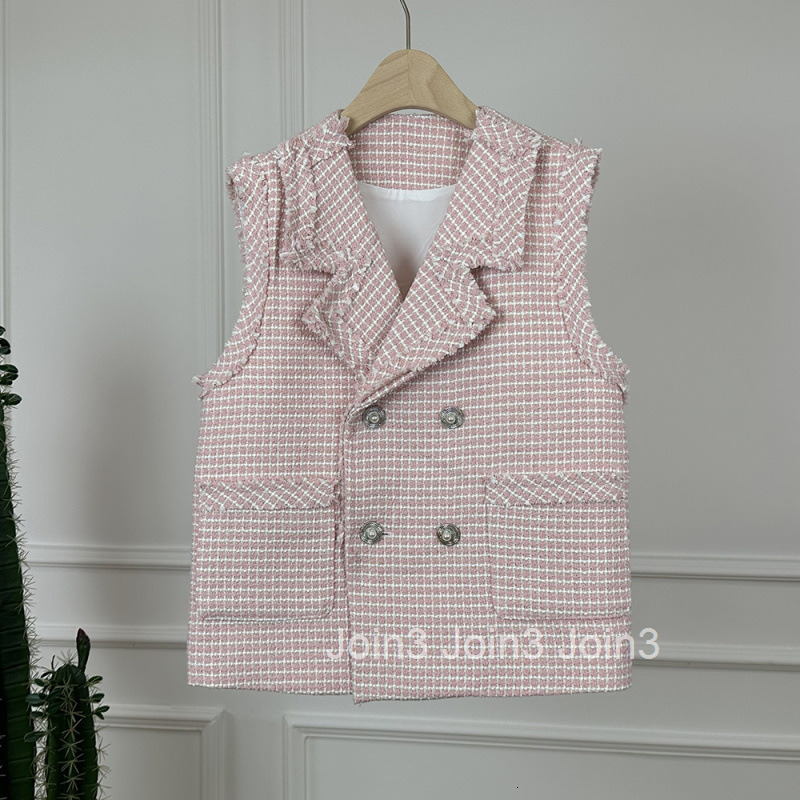 Autumn Winter New Elegant Socialite Style Double-Breasted Sleeveless Jacket Womens Vest Loose Suit Collar Vest Top