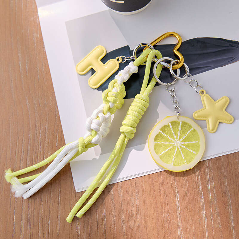 Miu Blogger Same Style Niche Personality Car Keychain Ins Couple Woven Strap Bag Pendant