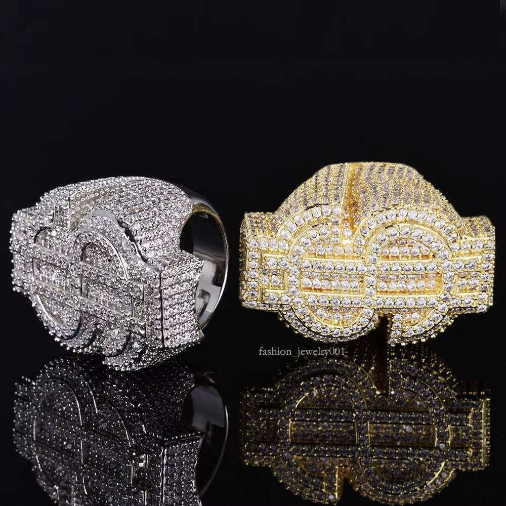 XY Men's Hip-Hop Style Silicon Stone Ring with Zircon and Dollar Sign Ice-Cold Passed Tester