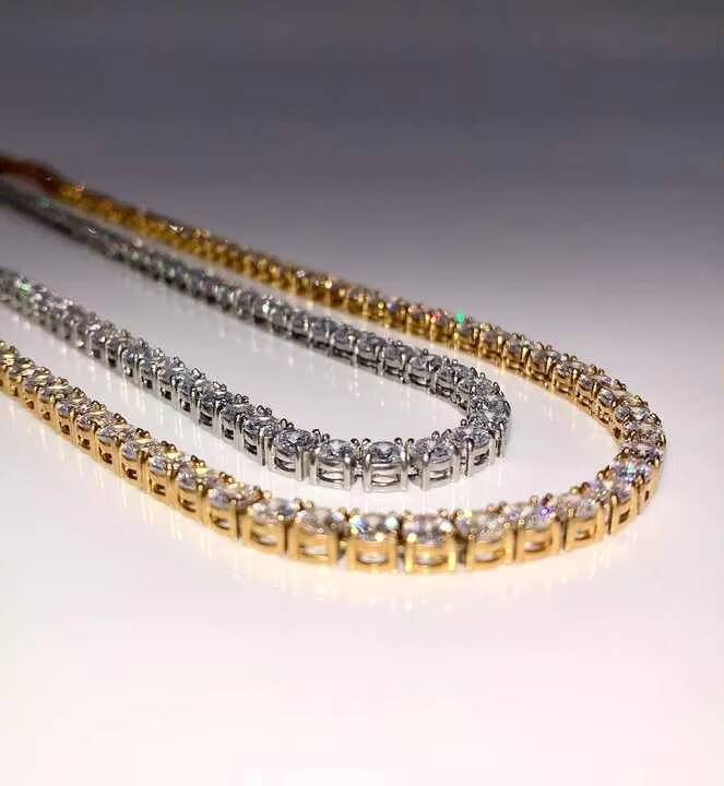 custom iced out tennis chain with vvs moissanite in 14k white gold certified floral pattern necklace for streetwear collection