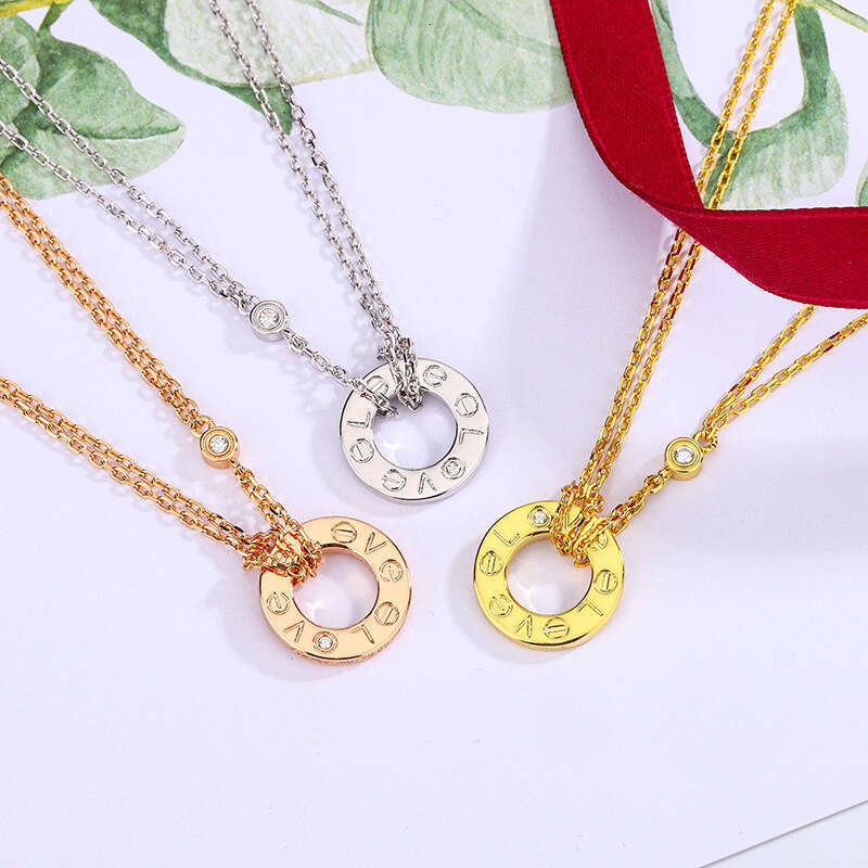 2023 New Gold-Plated Necklace, Light Niche Rose Gold Small and Large Pendant Collarbone Chain for Women