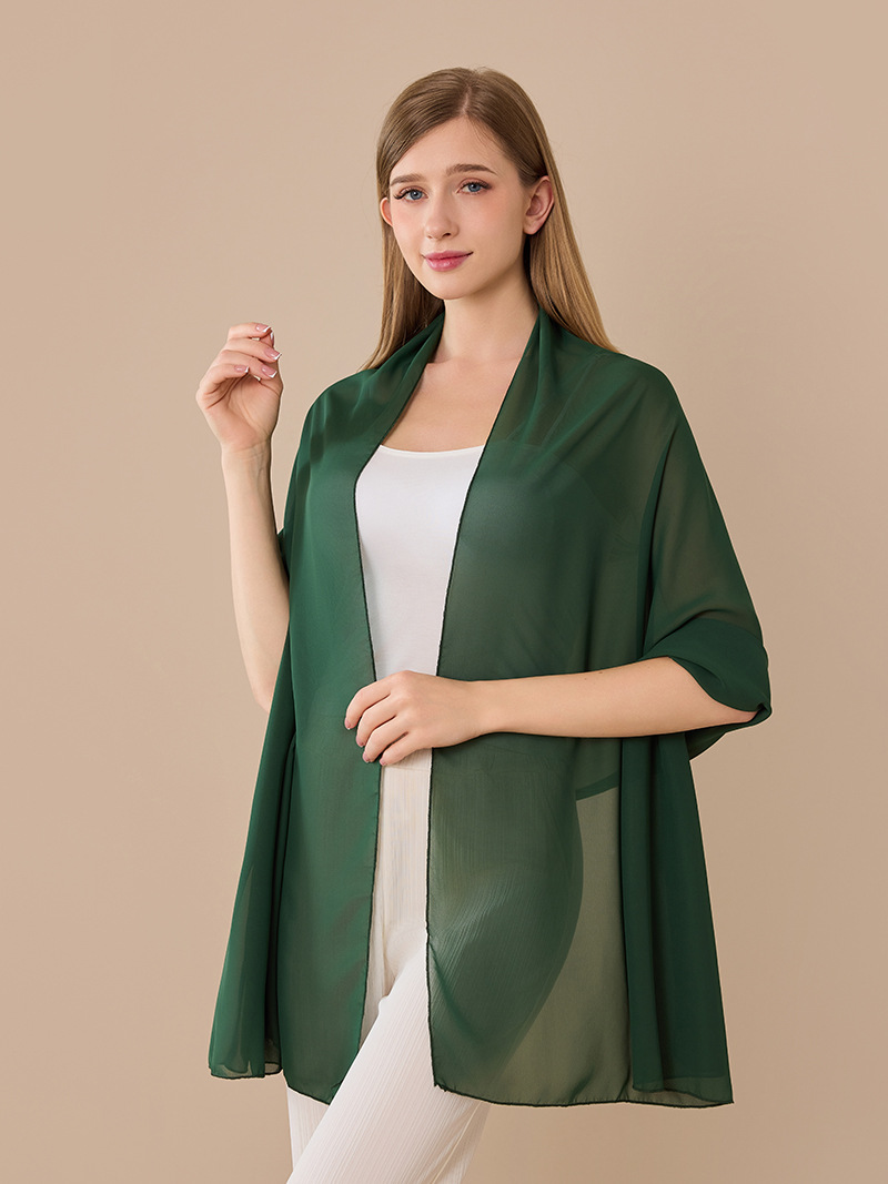 K1517 European and American cross-border pure color chiffon long shawl bride bridesmaid wedding dress prom party dinner shawl female