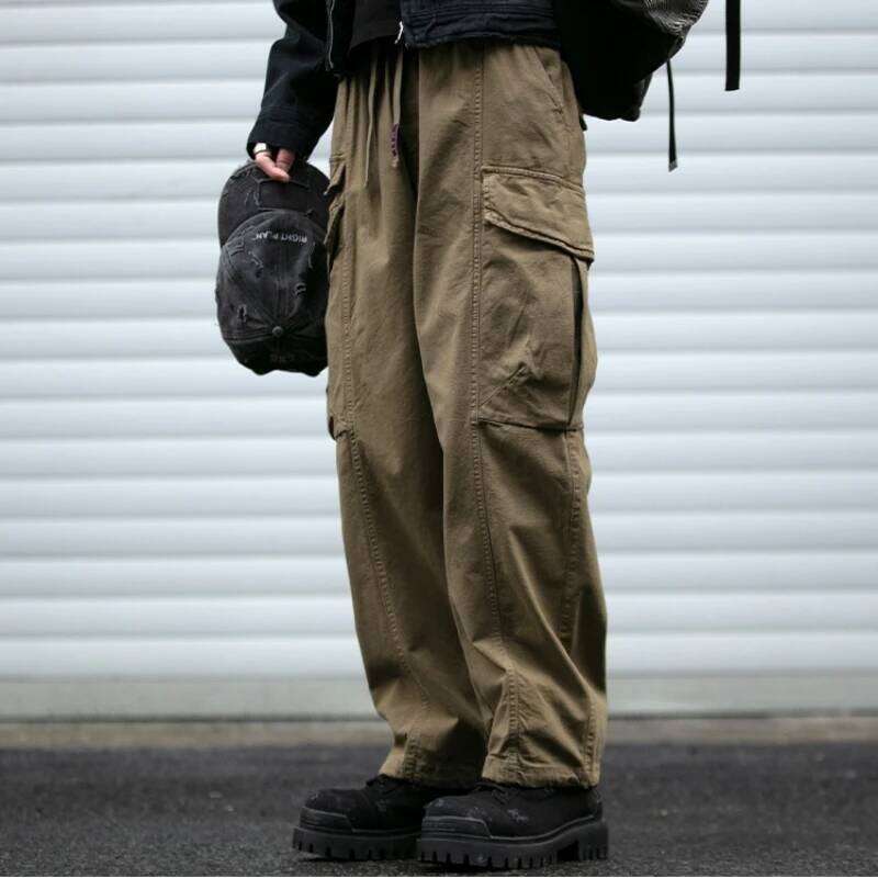 Oversized Cargo For Men Multi Pocket Loose Fit Streetwear Casual American Style Korean Trendy Fashion Straight Leg Pants 250726