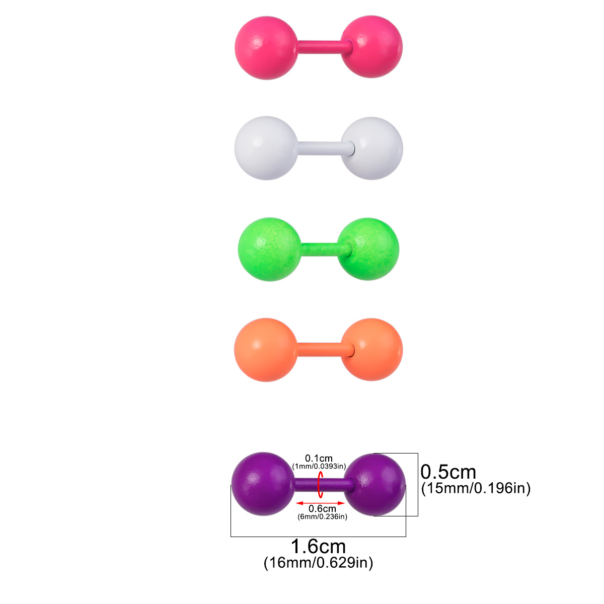 Baking paint stainless steel round ear bone nail human piercing earring jewelry wholesale