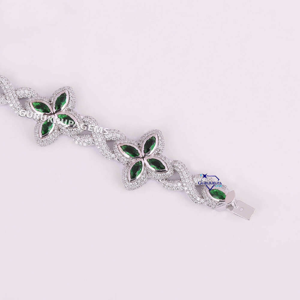 Fancy Shape Hip Hop Color Dia Sier Flower Iced Out Moissanite Infinity Link Bracelet fashion bracelets