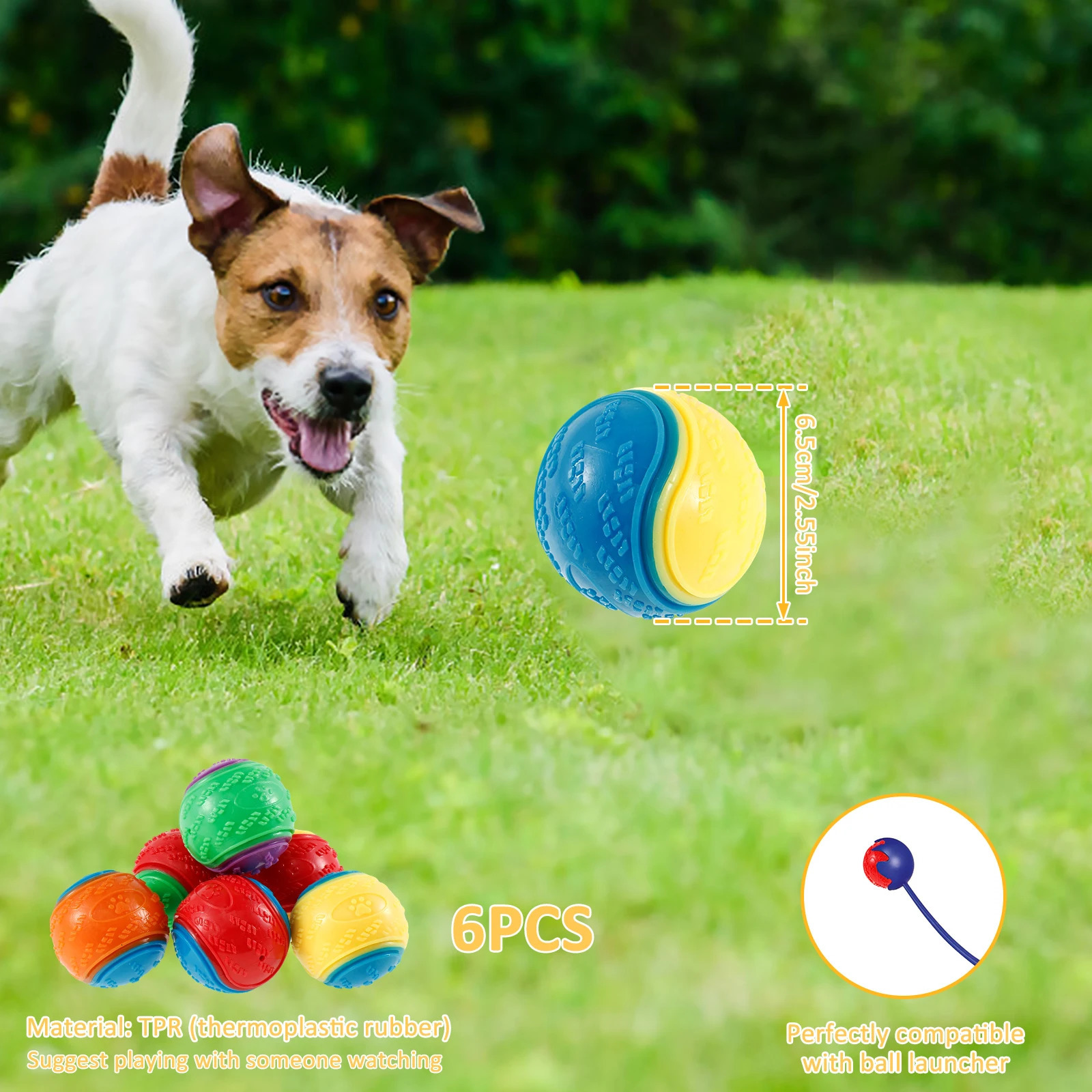 6Pcs Squeaky Balls Toys Dogs Interactive TPR Dog Chew Toy for Pet Teeth Cleaning Bite Resistance Supplies 250729