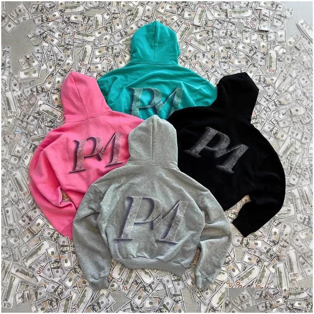 Mens Hoodies Sweatshirts Zip Up Hoodie Men Women Harajuku Hip Hop Fashion Patch printing Oversized Loose Casual Jacket Streetwear Otai2