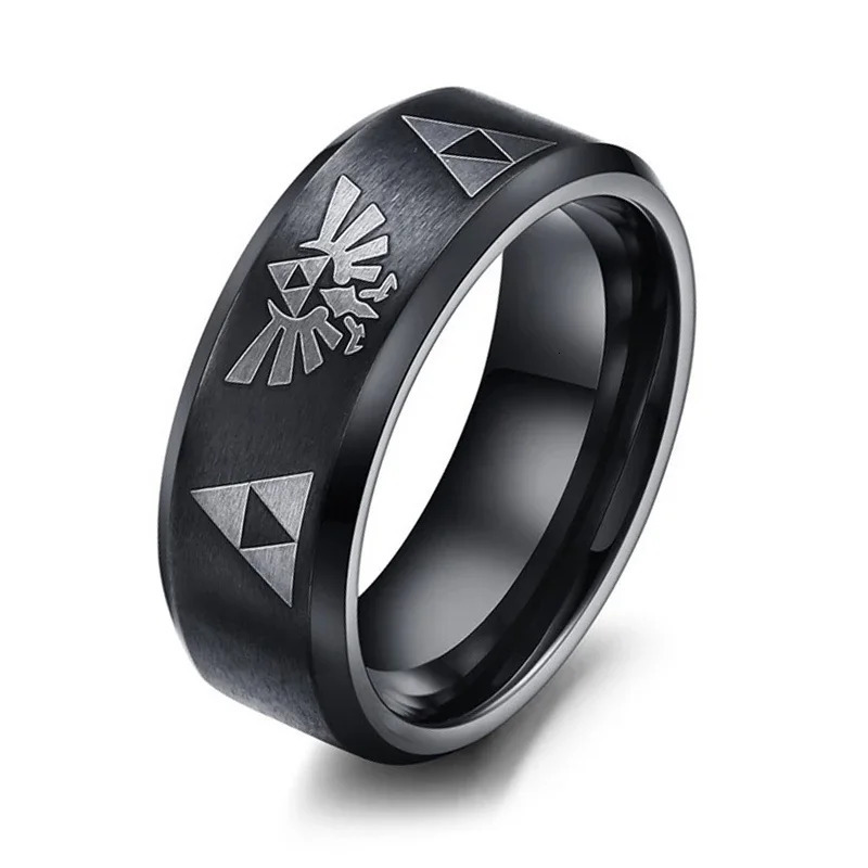 Fashion Anime Triforce Triangle Symbol Band Ring for Men Women Stainless Steel Finger Rings Cosplay Party Jewelry Gifts 250729