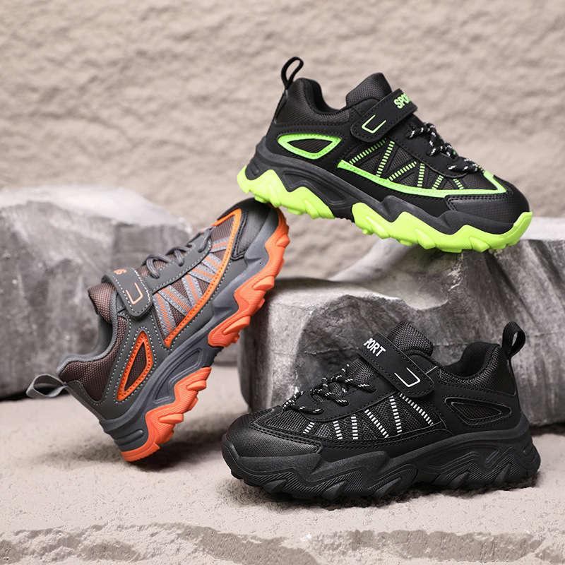 Children's Hiking Climbing Trekking Sports Boys Trendy Breathable Waterproof Non-slip Mid-top Spring Summer Outdoor Shoes