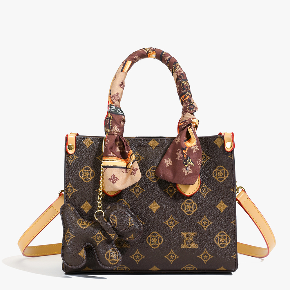 High-end print contrasting letter tote small bag women's 2025 new old flower light luxury Korean temperament shoulder bag