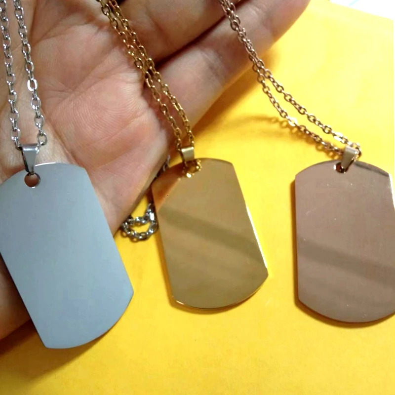 10Pcs 22x39mm Dog Tag Necklace Military Army Nameplate ID Blank Pendant Mirror Polished Stainless Steel Jewelry Men Wholesale 250729