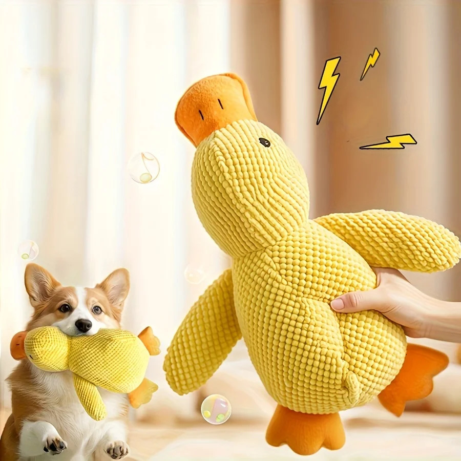 Plush Squeaky Duck Dog ToyBiteResistant Soft Chew Toy for Medium to Small Breeds with Interactive Sound Effects Play Training 250729