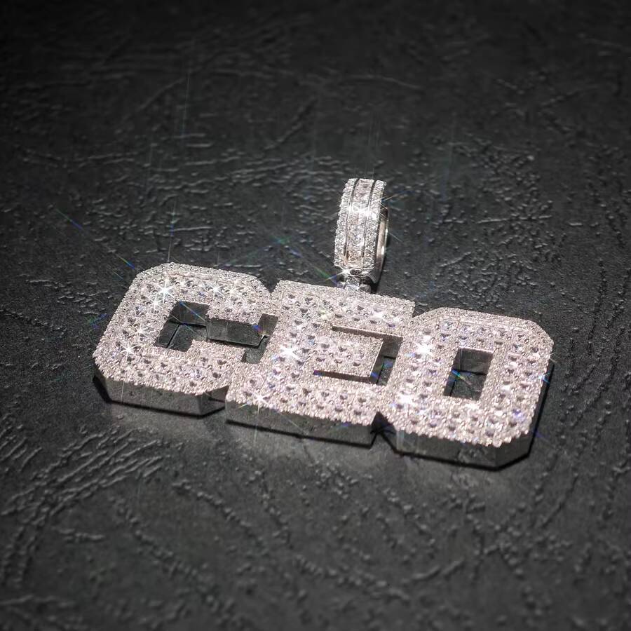 GRA Hip Hop Iced Out Bling 925 Sterling Silver Pass Diamond Tester VVS Moissanite Cluster Princess Cut CEO Pendant for Men