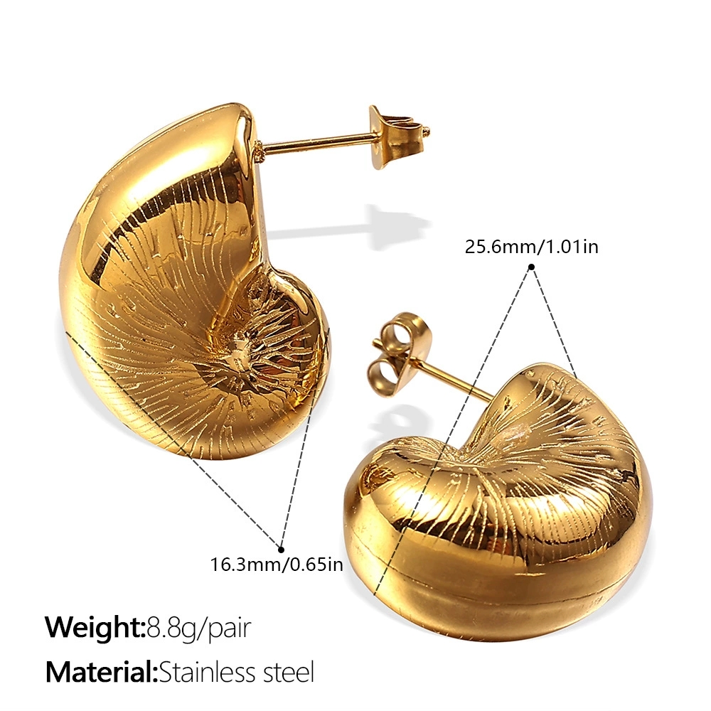 Furnace-Style Stainless Steel Comma Shaped Hollow Drop Earrings