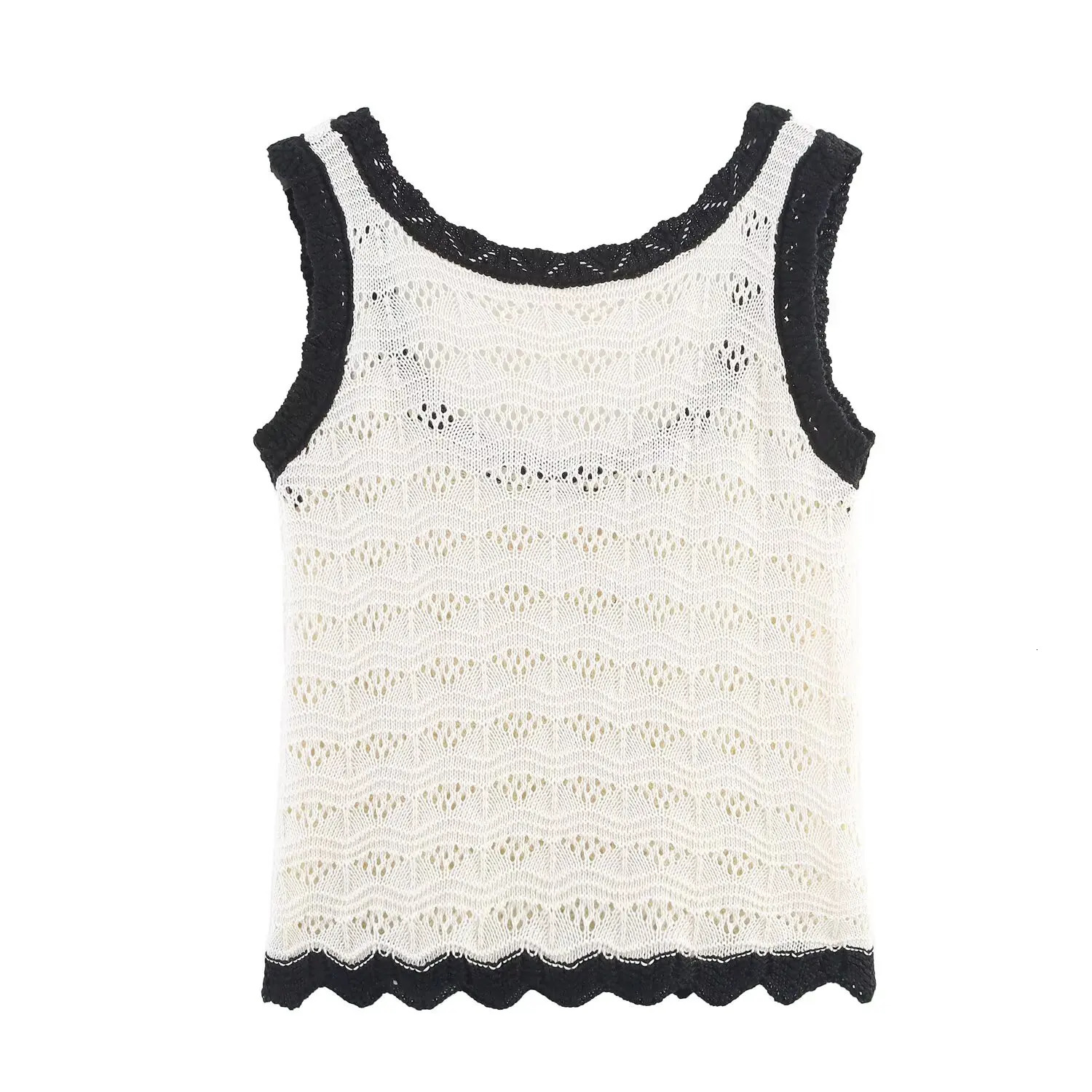 TRAF Women Summer Product Fashion Knitted Hollow Out Versatile Tank Top Casual Elastic Waist Skirt Set for Women 250729