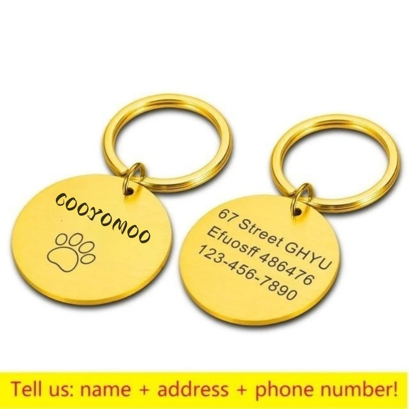 ID Tag Custom Name Anti-lost Engraved Record Tel Address Cat Puppy Personalized Paw Print Medal Pendant Pet Dog Collar Accessory 250729