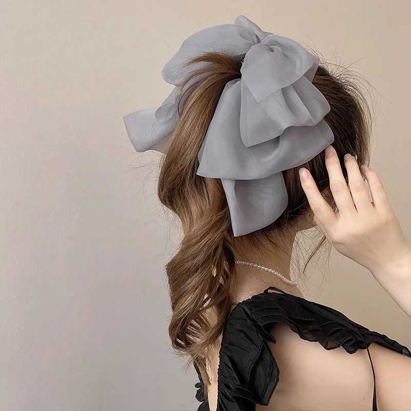 Lystrfac New Mesh Banana Clip Bow Hair Clips for Women Girls Back Head Hairpin Ponytail Clip Fashion Hair Accessories Z250729