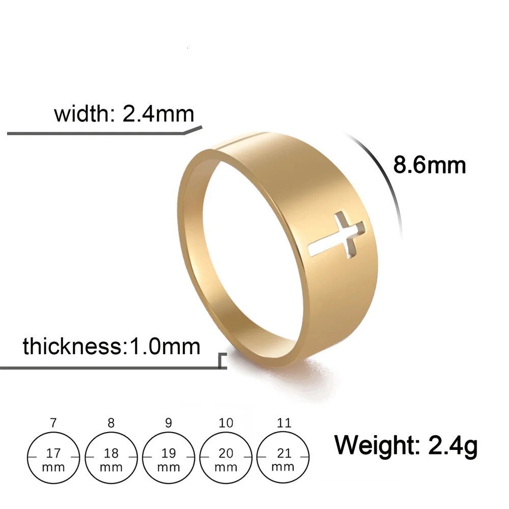 EUEAVAN Trend Hollow Cross Ring for Woman Stainless Steel Christian Jesus Rings Fashion Engagement Religious Jewelry Gifts 250729
