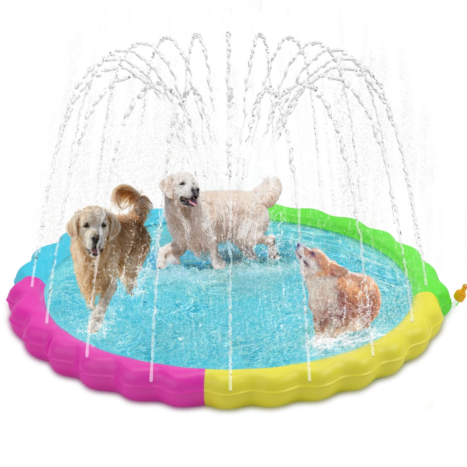 Splash Pad for Dogs NonSlip Pets Summer Outdoor Water Toys Sprinkler Pool Play 250729