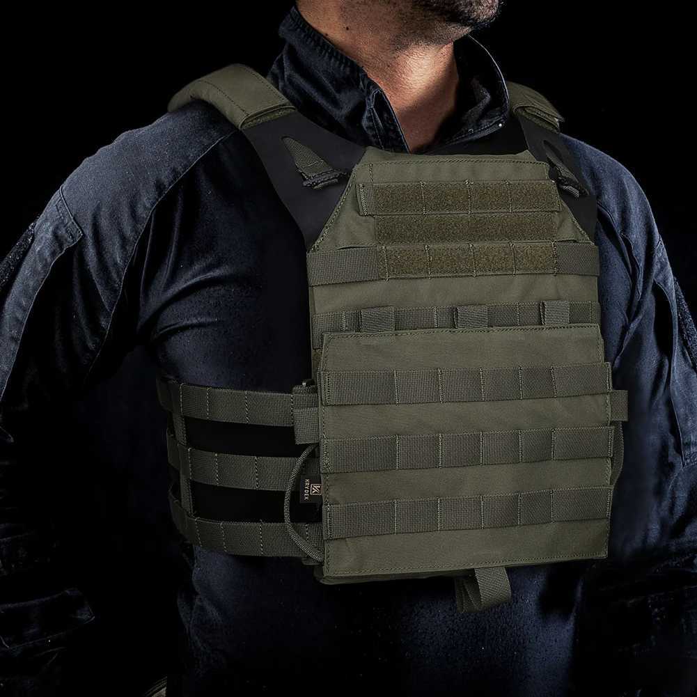 KRYDEX 500D Tactical Vest Plate Carrier MOLLE Front Flap Panel Combat Hunting Outdoor Ranger Green Black Vest Z250728