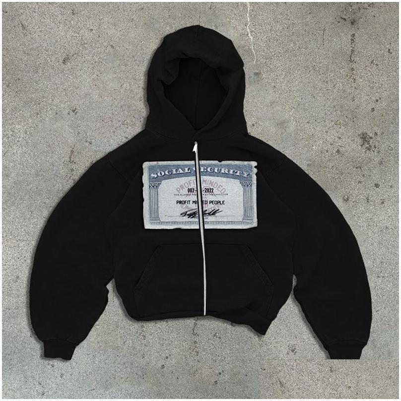 Mens Hoodies Sweatshirts Zip Up Hoodie Men Women Harajuku Hip Hop Fashion Patch printing Oversized Loose Casual Jacket Streetwear Otai2