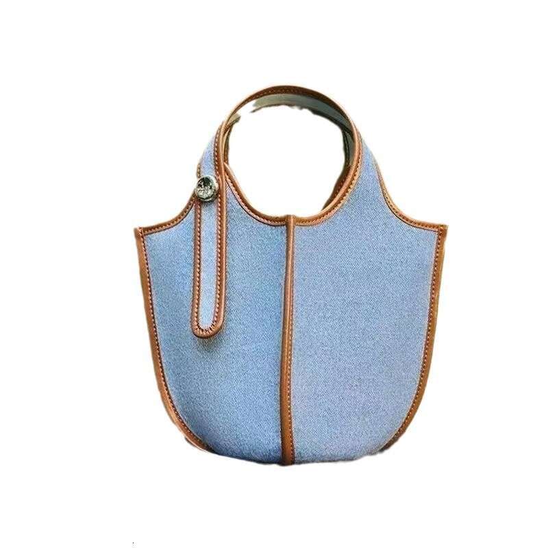 Denim Fruit Basket Bucket Small Women's 2024 New Summer Niche Designer Canvas Tote Bag
