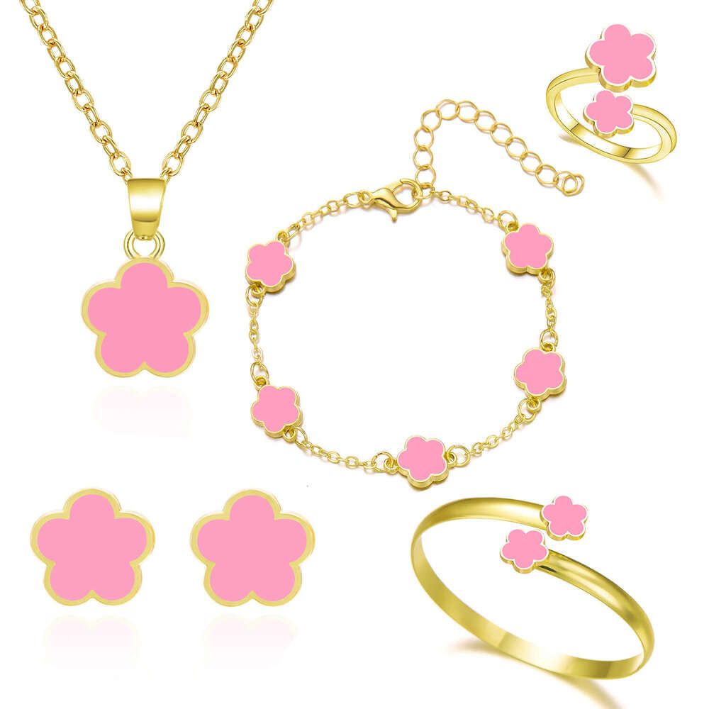 Five-petal Bracelet Necklace for Women, Elegant and Fashionable Flower Jewelry Set ddmypluto