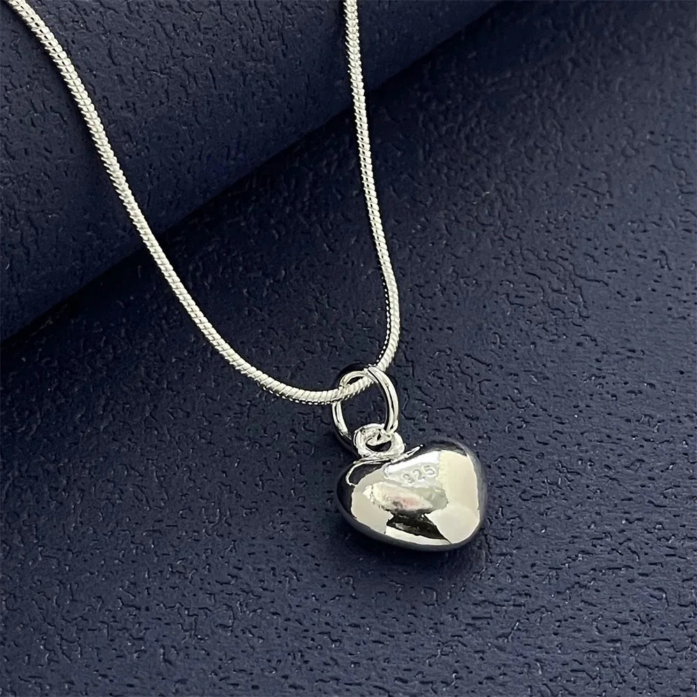 925 Sterling Silver Heart Pendant Necklace Ladies Simple Banquet Wedding Festival Birthday Jewelry Gift 250729