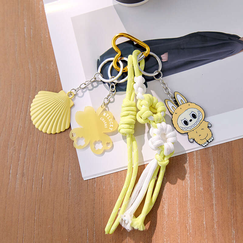 Miu Blogger Same Style Niche Personality Car Keychain Ins Couple Woven Strap Bag Pendant