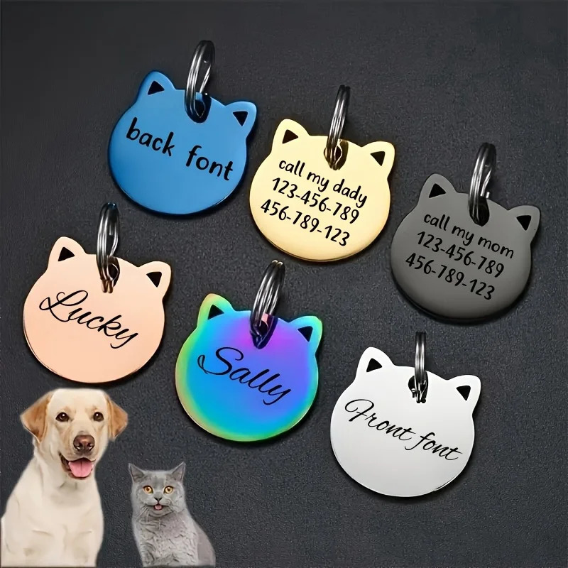 1pc Customizable Pet ID Tag Zinc Alloy Engraved Name Phone Number Durable Dog Cat Tag for Identification 250729