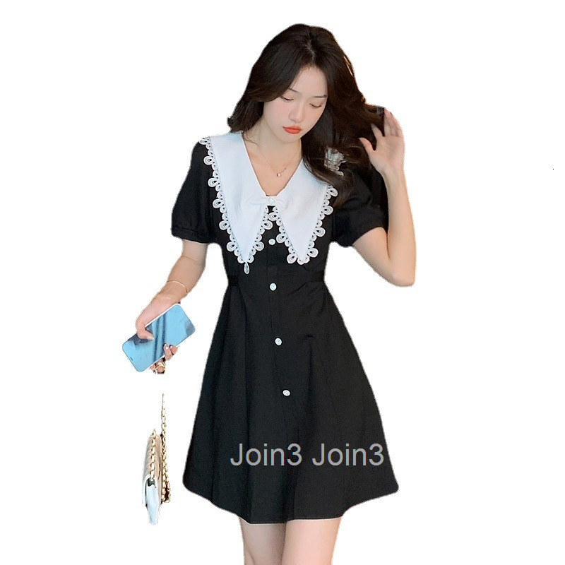 Plus Size Womens Clothing Fat MMSummer French Doll Collar Princess Dress Elegant Slim Fit Doll Collar Dress