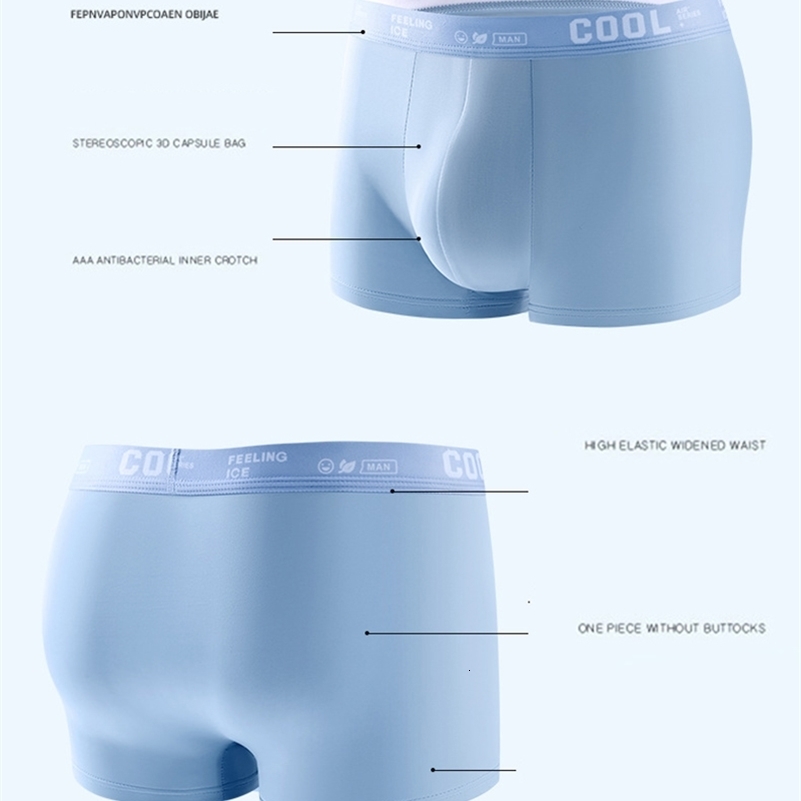 4Pcs Boxer Shorts Mens Underwear Ice Silk Underpants Sexy Panties 3A Antibacterial Breathable Elastic Lingerie Plus Size L6XL y250725