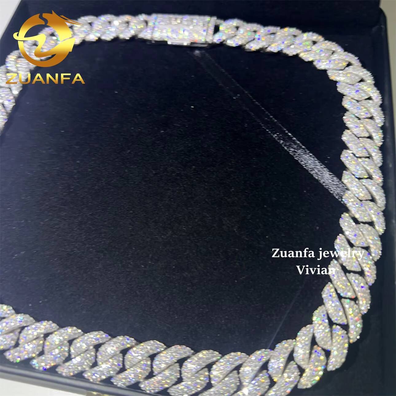 15MM Cuban Link Moissanite Iced Out Necklace Lab Grown Diamond Necklace Sterling Silver 925 VVS Moissanite Hip Hop Cuban Chain