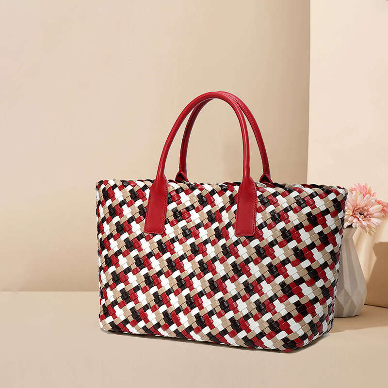 New Woven Women Design Colorful Handbag Textured Large Capacity Casual Versatile Tote Bag
