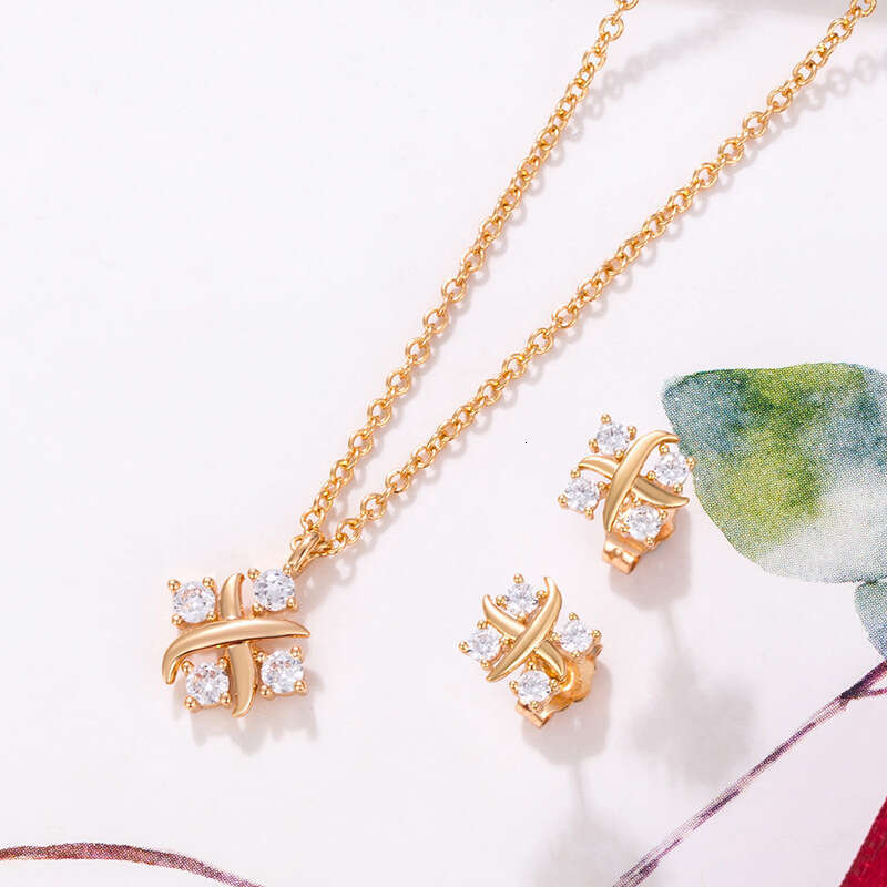 T Brand 2022 New Trendy Cross Necklace X-shaped Design Red Light Versatile Elegant Collarbone Chain for Women