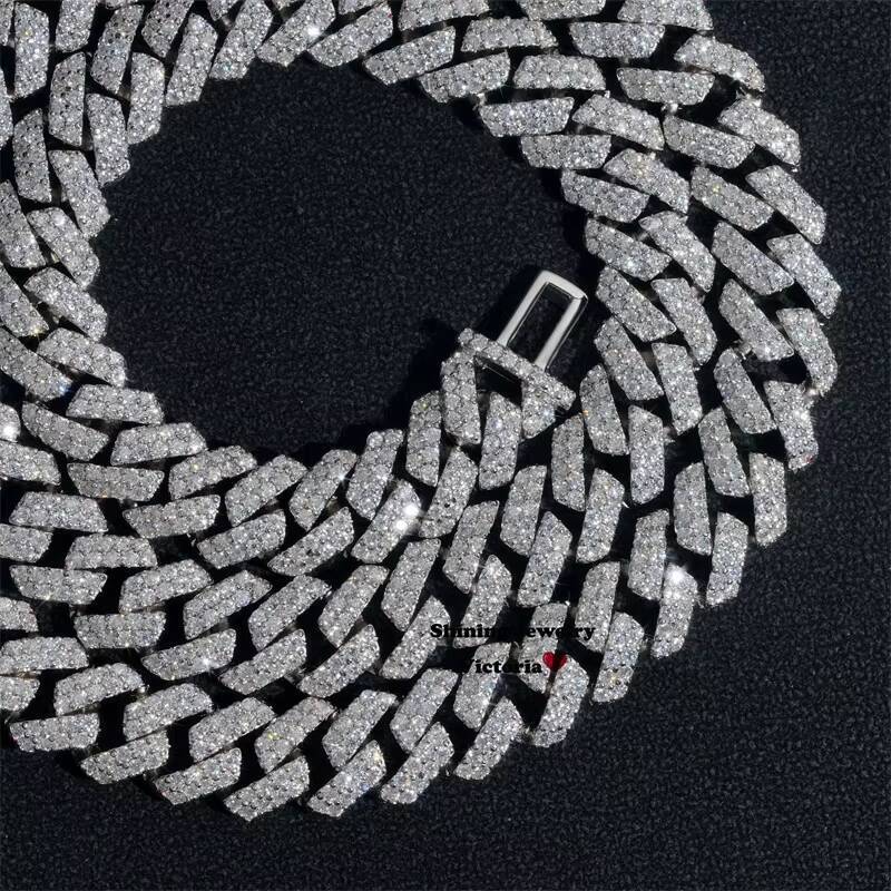 Classic Design Iced Out Men Hip Hop Necklace 10MM Moissanite Cuban Link Chain With Name Clasp