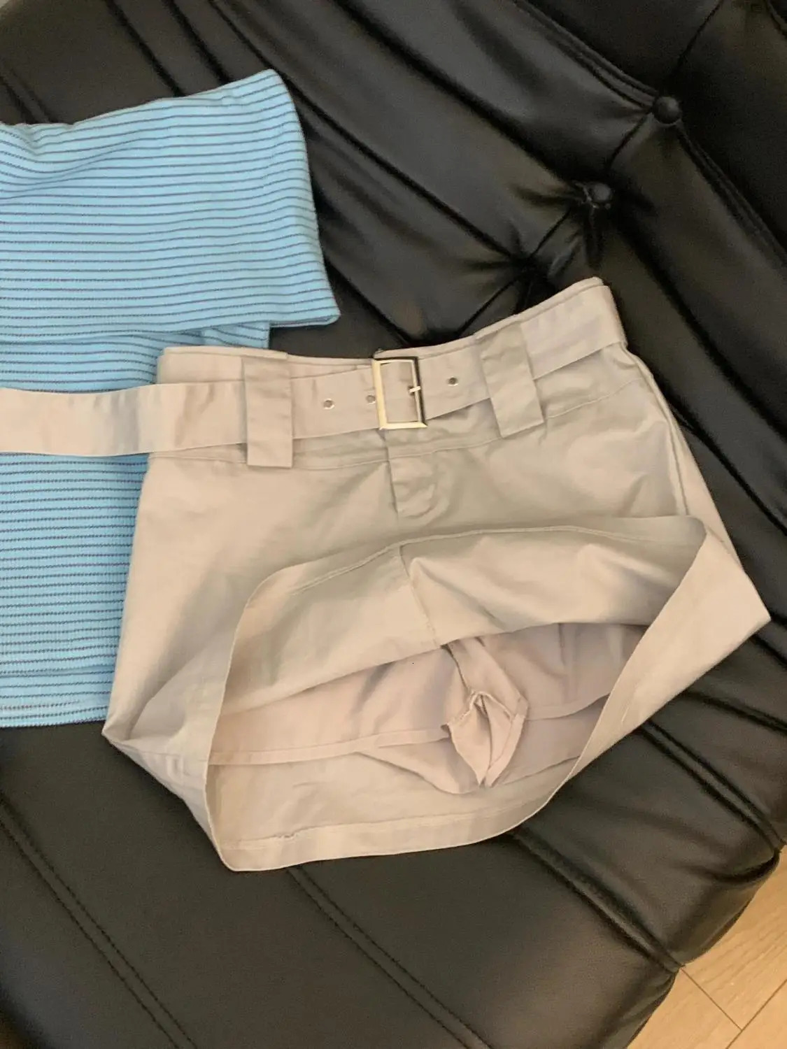 Summer Korean Fashion Oneshoulder Striped Tshirt Top High Waist Skirt Twopiece Sweet Simple Y2K Harajuku Aline Skirt 250729